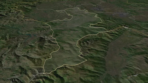 Inzoomen Prizren District Kosovo Geschetst Obliek Perspectief Satellietbeelden Weergave — Stockfoto