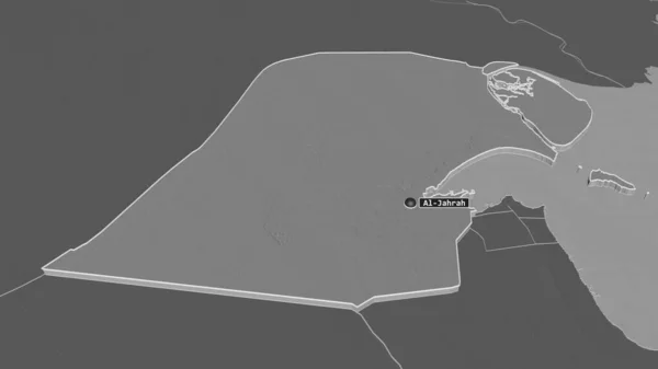 Zoom Sur Jahrah Province Koweït Extrudé Perspective Oblique Carte Altitude — Photo