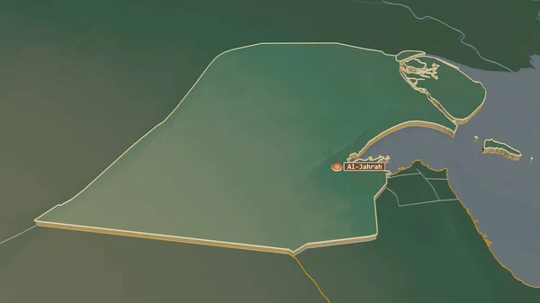 Zoom Jahrah Provincia Del Kuwait Estruso Prospettiva Obliqua Mappa Topografica — Foto Stock
