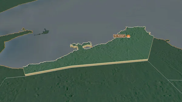 Zoom Kuwayt Província Kuwait Extrudido Perspectiva Óbvia Mapa Topográfico Relevo — Fotografia de Stock