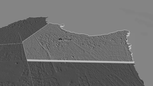 ハワリ クウェート国 のズームは押出ました 嘘の見方だ 地表水と二階の標高マップ 3Dレンダリング — ストック写真