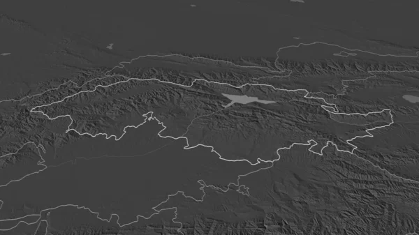 ジャラル アバド キルギスタン州 のズームアウト概要 嘘の見方だ 地表水と二階の標高マップ 3Dレンダリング — ストック写真