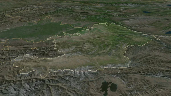 Zoom Auf Osch Provinz Kirgisistan Umrissen Schräge Perspektive Satellitenbilder Rendering — Stockfoto