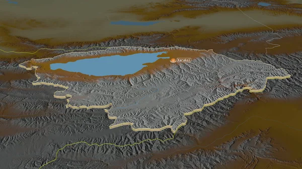 Közelíts Ysyk Kol Kirgizisztán Tartomány Extrudálva Kötelező Perspektíva Felszíni Vizekkel — Stock Fotó