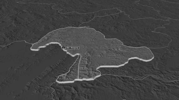 Zoom Auf Bokeo Provinz Laos Schräge Perspektive Karte Der Höhenlage — Stockfoto