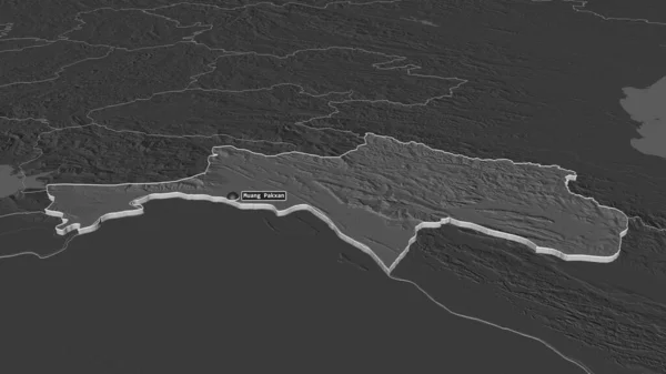 Powiększenie Bolikhamxai Prowincja Laos Wytłaczane Perspektywa Ukośna Dwupoziomowa Mapa Wysokości — Zdjęcie stockowe