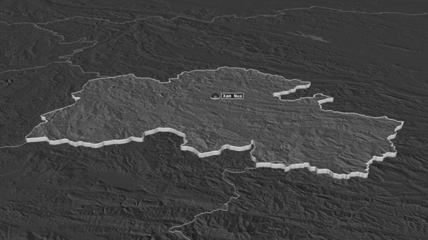 Ampliar Houaphan Provincia Laos Extruido Perspectiva Oblicua Mapa Elevación Bilevel — Foto de Stock