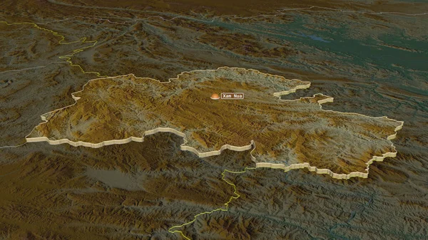 Увеличь Масштаб Хуафана Провинция Лаос Непристойная Перспектива Карта Рельефа Поверхностными — стоковое фото