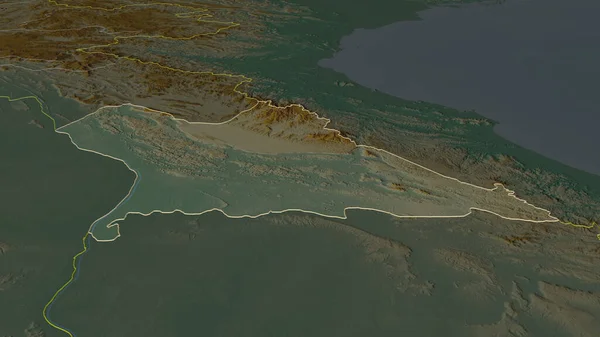 カムアン ラオス県 のズームアウト概要 嘘の見方だ 地表水と地形救援マップ 3Dレンダリング — ストック写真