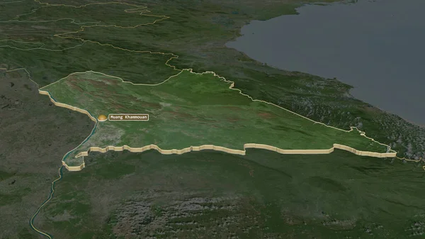 Zoom Sur Khammouan Province Laos Extrudé Perspective Oblique Imagerie Satellite — Photo