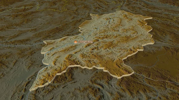 Zoom Louangphrabang Provincia Del Laos Estruso Prospettiva Obliqua Mappa Topografica — Foto Stock