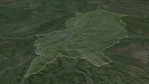 Увеличьте Луангфрабанг Провинция Лаос Непристойная Перспектива Спутниковые Снимки Рендеринг — стоковое фото
