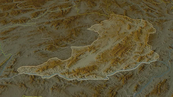 Zoom Oudomxai Provincia Del Laos Delineato Prospettiva Obliqua Mappa Topografica — Foto Stock