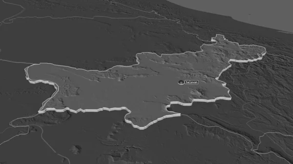 Ampliar Saravan Provincia Laos Extruido Perspectiva Oblicua Mapa Elevación Bilevel — Foto de Stock