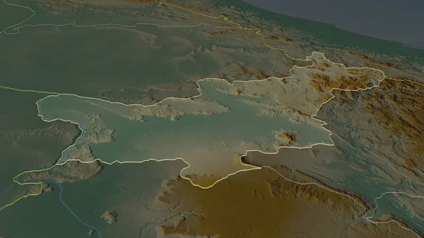 Ampliar Saravan Provincia Laos Delineado Perspectiva Oblicua Mapa Topográfico Relieve — Foto de Stock