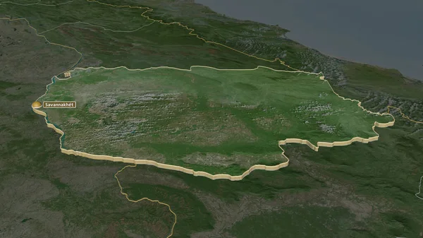 Zoom Auf Savannakhet Provinz Laos Schräge Perspektive Satellitenbilder Rendering — Stockfoto