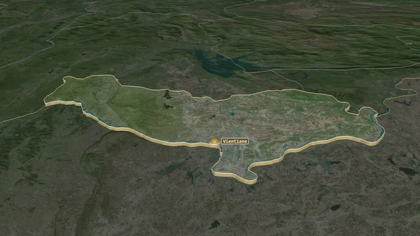 Zoom Sur Préfecture Vientiane Municipalité Laos Extrudé Perspective Oblique Imagerie — Photo