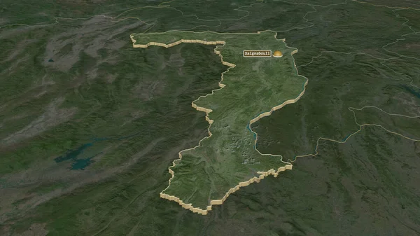 Zoom Auf Xaignabouri Provinz Laos Schräge Perspektive Satellitenbilder Rendering — Stockfoto