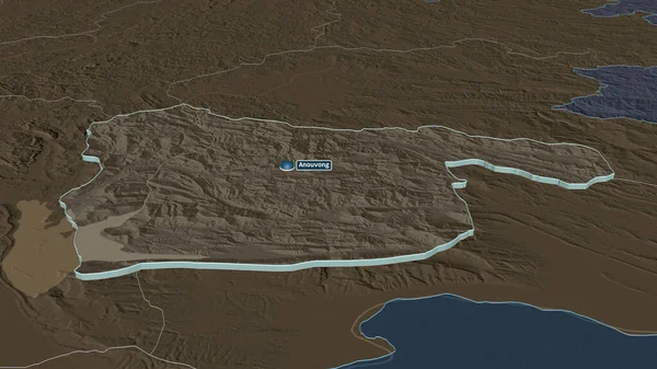 Zoom Auf Xaisomboun Sonderregion Laos Extrudiert Schräge Perspektive Farbige Landkarte — Stockfoto