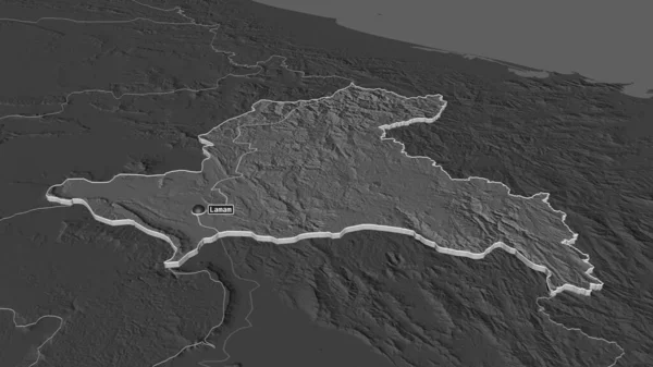 Ampliar Xekong Provincia Laos Extruido Perspectiva Oblicua Mapa Elevación Bilevel — Foto de Stock