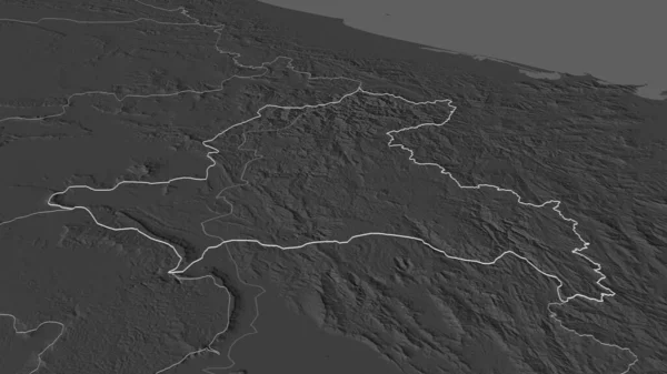 Zoom Xekong Provincia Del Laos Delineato Prospettiva Obliqua Mappa Elevazione — Foto Stock