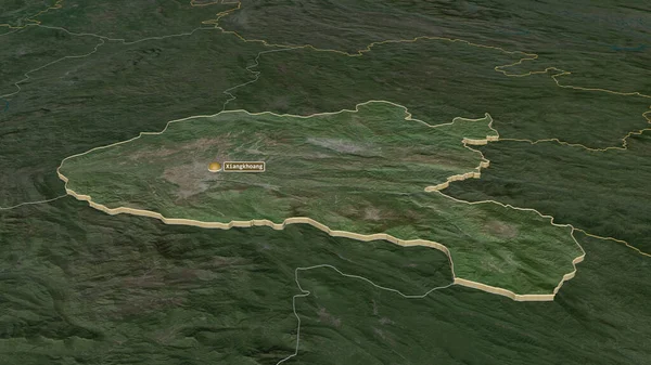 Zoom Xiangkhoang Provincie Laos Geëxtrudeerd Obliek Perspectief Satellietbeelden Weergave — Stockfoto