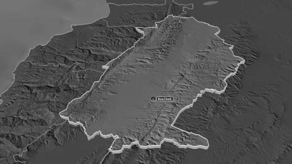 Μεγέθυνση Baalbak Hermel Κυβέρνηση Του Λιβάνου Εξωθημένη Λήθη Προοπτική Υψόμετρο — Φωτογραφία Αρχείου