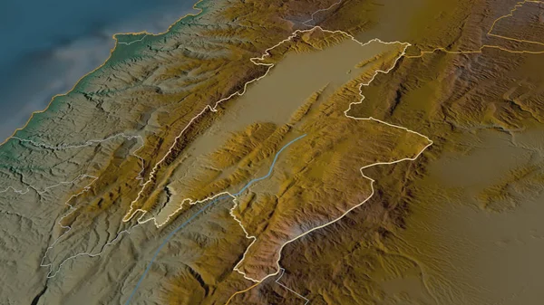 ベカー レバノン政府 のズームアウト概要 嘘の見方だ 地表水と地形救援マップ 3Dレンダリング — ストック写真