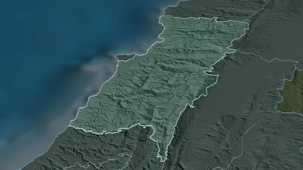 Zoom Monte Líbano Governadoria Líbano Delineado Perspectiva Óbvia Mapa Colorido — Fotografia de Stock