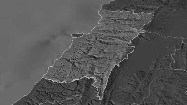 Perbesar Gunung Lebanon Kegubernuran Lebanon Diuraikan Oblique Perspektif Bilevel Peta — Stok Foto