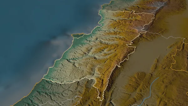 Acérquese Monte Líbano Provincia Del Líbano Esbozado Perspectiva Oblicua Mapa — Foto de Stock