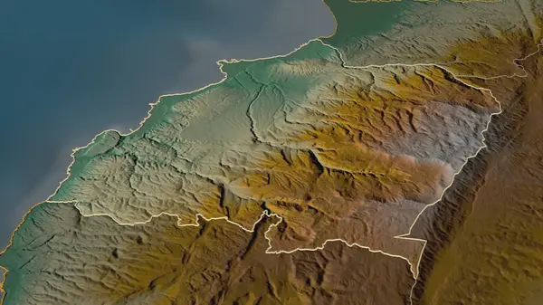 Zooma North Guvernör Libanon Beskrivs Svagt Perspektiv Topografisk Reliefkarta Med — Stockfoto