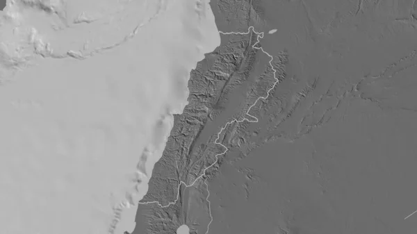 Очерченная Форма Территории Ливана Карта Высоты Билевель Поверхностными Водами Рендеринг — стоковое фото