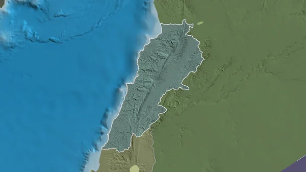 Forma Delineata Dell Area Libanese Mappa Colorata Urtata Della Divisione — Foto Stock