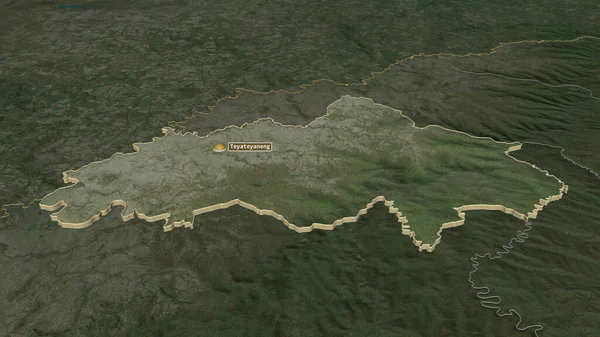 Inzoomen Berea District Lesotho Geëxtrudeerd Obliek Perspectief Satellietbeelden Weergave — Stockfoto