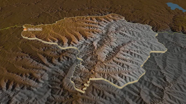 Ampliar Butha Buthe Distrito Lesotho Extruido Perspectiva Oblicua Mapa Topográfico — Foto de Stock