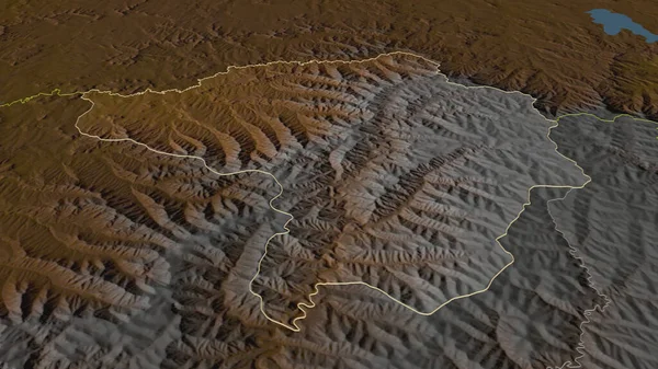 Ampliar Butha Buthe Distrito Lesotho Delineado Perspectiva Oblicua Mapa Topográfico — Foto de Stock