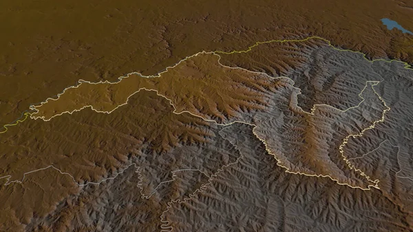 Zoom Leribe Distretto Del Lesotho Delineato Prospettiva Obliqua Mappa Topografica — Foto Stock