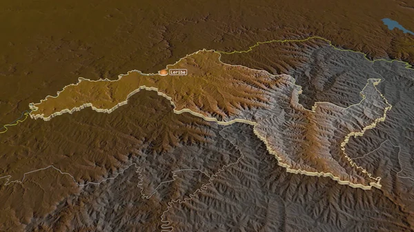 Ampliar Leribe Distrito Lesotho Extruido Perspectiva Oblicua Mapa Topográfico Relieve — Foto de Stock