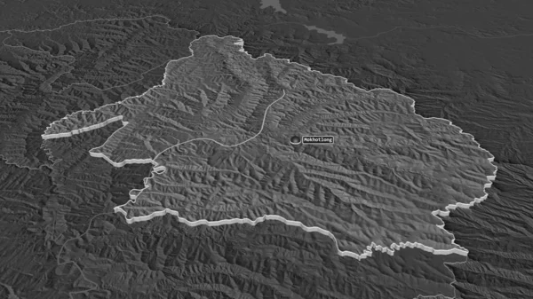 Zoom Mokhotlong Distrito Lesoto Extrudido Perspectiva Óbvia Bilevel Mapa Elevação — Fotografia de Stock