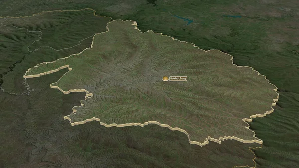 Ampliar Mokhotlong Distrito Lesotho Extruido Perspectiva Oblicua Imágenes Satélite Renderizado — Foto de Stock