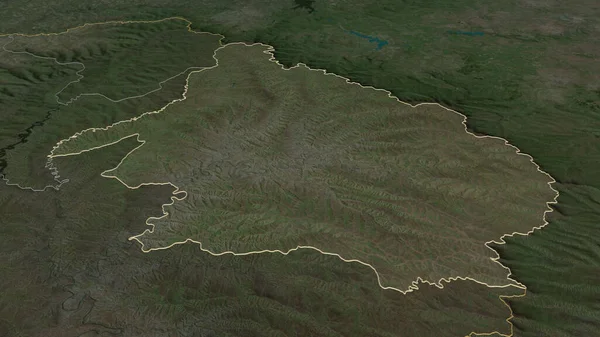 Zoom Mokhotlong District Lesotho Geschetst Obliek Perspectief Satellietbeelden Weergave — Stockfoto