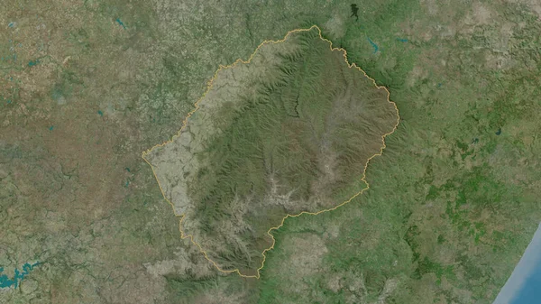 Forma Delineada Del Área Lesotho Imágenes Satélite Renderizado — Foto de Stock