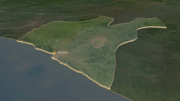 Zoom Auf Grand Bassa Kreis Liberia Schräge Perspektive Satellitenbilder Rendering — Stockfoto