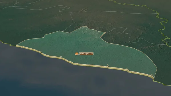 Ampliar Grand Kru Condado Liberia Extruido Perspectiva Oblicua Mapa Topográfico — Foto de Stock