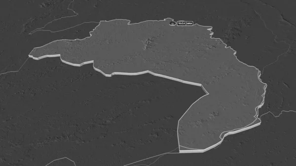 Powiększ Lofa Powiat Liberia Wytłaczane Perspektywa Ukośna Dwupoziomowa Mapa Wysokości — Zdjęcie stockowe