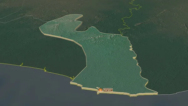 Ampliar Maryland Condado Liberia Extruido Perspectiva Oblicua Mapa Topográfico Relieve — Foto de Stock
