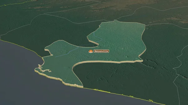 Zoom Montserrado Município Libéria Extrudido Perspectiva Óbvia Mapa Topográfico Relevo — Fotografia de Stock