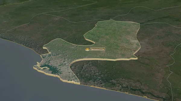 Zoom Ind Montserrado Amt Liberia Ekstruderet Skævt Perspektiv Satellitbilleder Gengivelse - Stock-foto