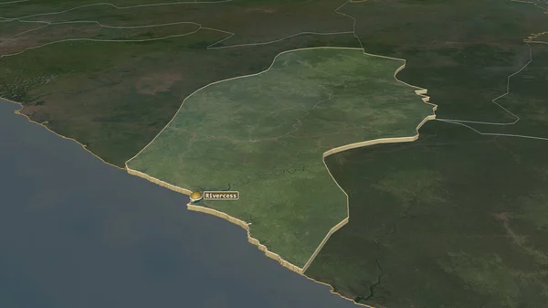 Ampliar River Cess Condado Liberia Extruido Perspectiva Oblicua Imágenes Satélite — Foto de Stock